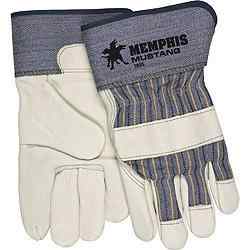 Mustang Gloves, Premium Grain Cowhide, 2 1/2" Rubberized Cuff