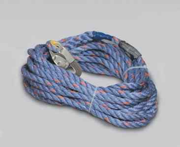 50 ft. 5/8" dia. polyester/polypropylene blend rope w/snap hook and lo